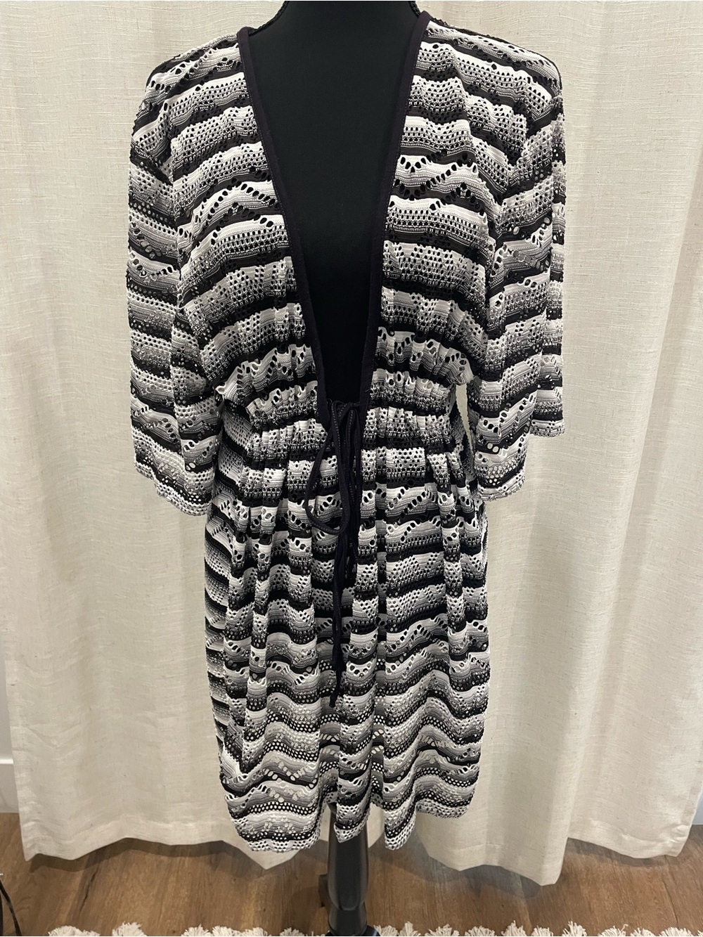 a.n.a Black and White Crochet Swim Coverup